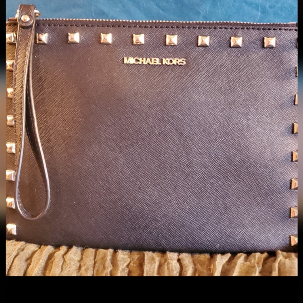 Michael Kors Black Studded XL Wristlet